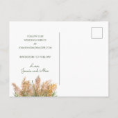 Tropische Bloemen Pampas Grass Bruiloft Save the D Aankondigingskaart (Achterkant)