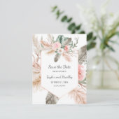 Tropische Bloemen Pampasgras, Veren, Landelijk | I Save The Date (Staand voorkant)