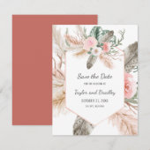 Tropische Bloemen Pampasgras, Veren, Landelijk | I Save The Date (Voorkant / Achterkant)