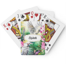 Tropische bloemen papegaaien monogram oerwoud voge