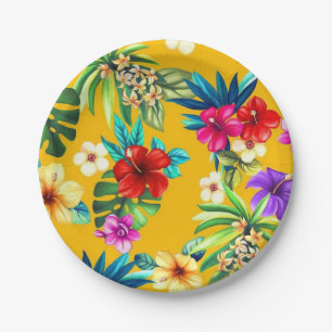 Tropische bloemen papieren bordje