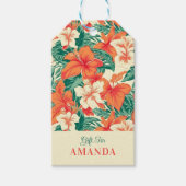 Tropische bloemen patroon Hawaïaanse sfeer Cadeaulabel (Voorkant)
