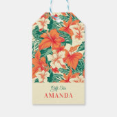 Tropische bloemen patroon Hawaïaanse sfeer Cadeaulabel (Achterkant)