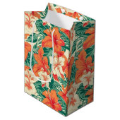 Tropische bloemen patroon Hawaïaanse sfeer Medium Cadeauzakje (Voorkant Gekanteld)