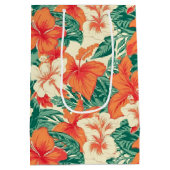 Tropische bloemen patroon Hawaïaanse sfeer Medium Cadeauzakje (Achterkant)