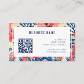 Tropische Bloemen Patroon Hibiscus Bloemen QR Code Visitekaartje (Achterkant)