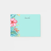 Tropische Bloemen Persoonlijk Teal 4x3 Post-it® Notes (Voorkant)