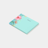 Tropische Bloemen Persoonlijk Teal 4x3 Post-it® Notes (Schuin)