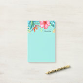 Tropische Bloemen Persoonlijke Teal Post-it® Notes (Op bureau)