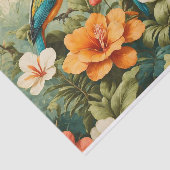  tropische bloemen, Planten en papegaaien Tissuepapier (Detail)