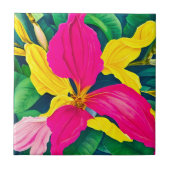 Tropische bloemen planten tegeltje (Voorkant)