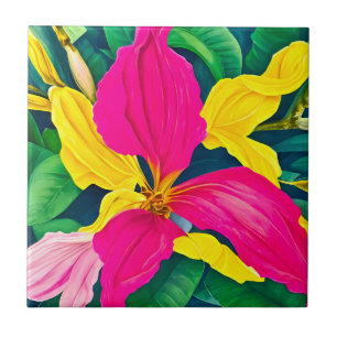 Tropische bloemen planten tegeltje