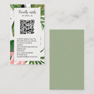 Tropische bloemen QR Code online RSVP Enclosure Informatiekaartje
