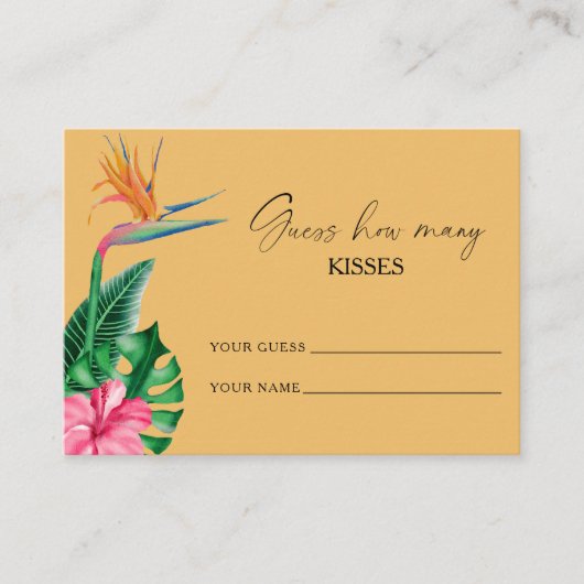 Tropische bloemen, Raad hoeveel kussen bruids spel Informatiekaartje (Voorkant)
