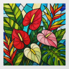 Tropische bloemen raamsticker