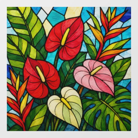 Tropische bloemen raamsticker (Vel)