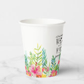Tropische Bloemen Rand Papieren Bekertje Trouw Tem Bekers (Rechts)