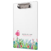 Tropische bloemen rand & roze flamingo klembord (Links)