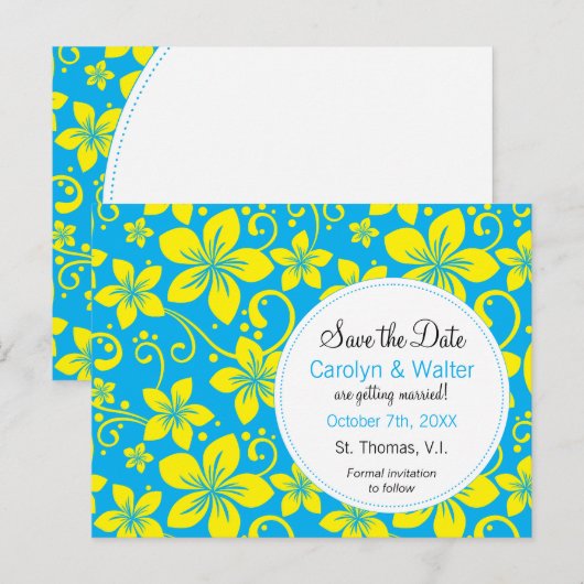 Tropische bloemen redden de datum Briefkaart (Voorkant / Achterkant)