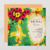 Tropische Bloemen Reggae Bridal Douche Uitnodiging (Voorkant / Achterkant)