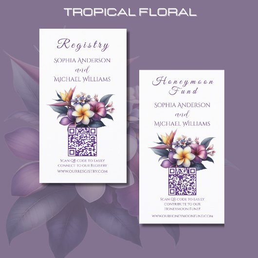 Tropische Bloemen - Registry-Honeymoon Visitekaartje