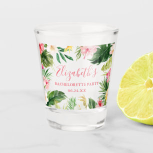 Tropische Bloemen Roze Bachelorette Party Shot Glas