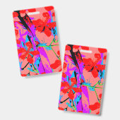 Tropische Bloemen Roze Badge (Voor- en achterkant)