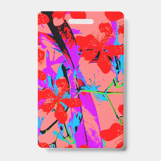 Tropische Bloemen Roze Badge (Voorzijde)