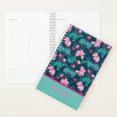 Tropische Bloemen Roze Blauwgroen Gepersonaliseerd Planner (Display)