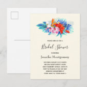 Tropische bloemen - Roze en Aqua Vrijgezellenfeest Uitnodiging Briefkaart (Voorkant / Achterkant)