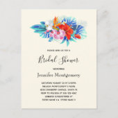 Tropische bloemen - Roze en Aqua Vrijgezellenfeest Uitnodiging Briefkaart (Voorkant)