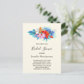 Tropische bloemen - Roze en Aqua Vrijgezellenfeest Uitnodiging Briefkaart (Staand voorkant)