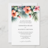 Tropische Bloemen Roze en Sinaasappel Formele Brui Kaart (Voorkant)