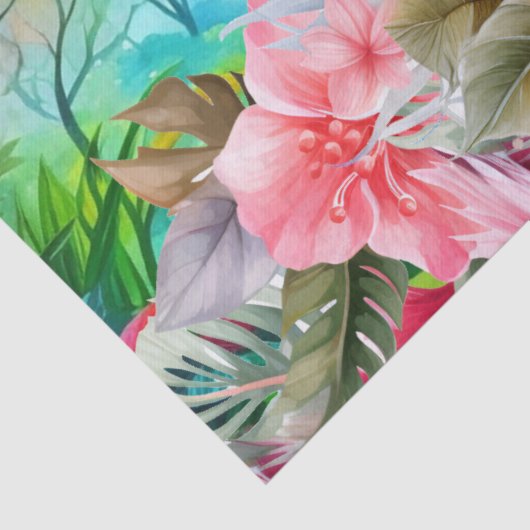 Tropische Bloemen Roze Flamingo Decoupage Tissuepapier (Detail)