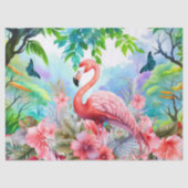 Tropische Bloemen Roze Flamingo Decoupage Tissuepapier (Voorkant)
