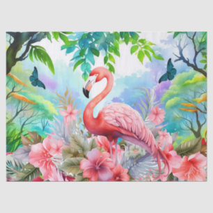 Tropische Bloemen Roze Flamingo Decoupage Tissuepapier