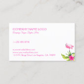 Tropische bloemen & roze flamingo roze en wit visitekaartje (Achterkant)