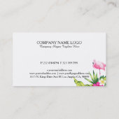 Tropische bloemen & roze flamingo visitekaartje (Achterkant)