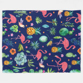 Tropische bloemen & roze flamingo's illustratie fleece deken (Voorkant (Horizontaal))