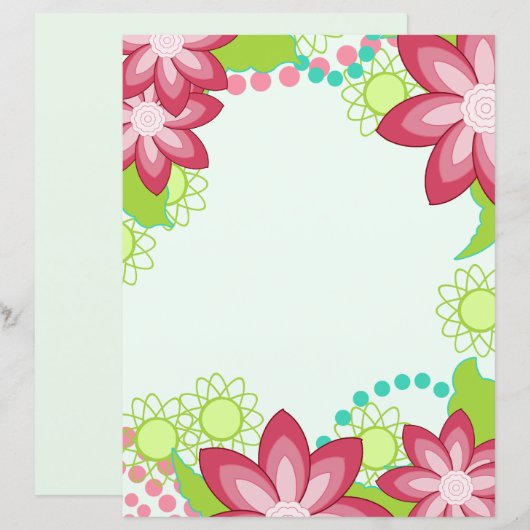 Tropische bloemen | Roze koraalpapier (Voorkant / Achterkant)