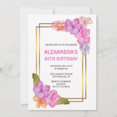 Tropische Bloemen Roze Luxe 86e verjaardag Kaart (Voorkant)