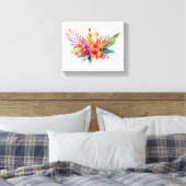 Tropische Bloemen Roze Perzik Geel Sinaasappel Canvas Afdruk (Insitu (Slaapkamer))