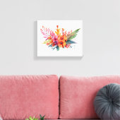 Tropische Bloemen Roze Perzik Geel Sinaasappel Canvas Afdruk (Insitu (Woonkamer))