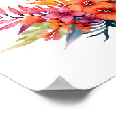 Tropische Bloemen Roze Perzik Geel Sinaasappel Poster (Hoek)