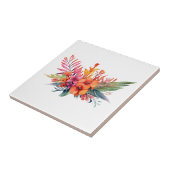 Tropische Bloemen Roze Perzik Geel Sinaasappel Tegeltje (Zijkant)