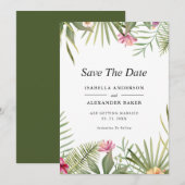 Tropische bloemen save the date (Voorkant / Achterkant)