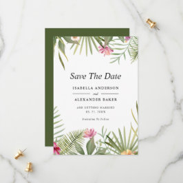 Tropische bloemen save the date