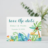 Tropische Bloemen Save The Date Ansichtkaart Kaart (Staand voorkant)