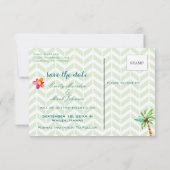 Tropische Bloemen Save The Date Ansichtkaart Kaart (Achterkant)