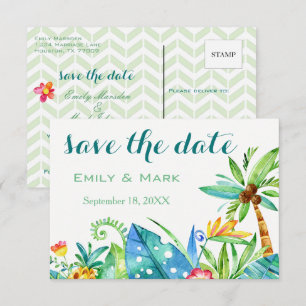 Tropische Bloemen Save The Date Postkaart Kaart